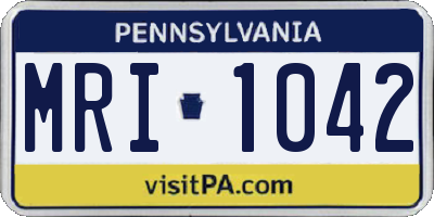 PA license plate MRI1042