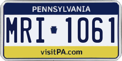 PA license plate MRI1061