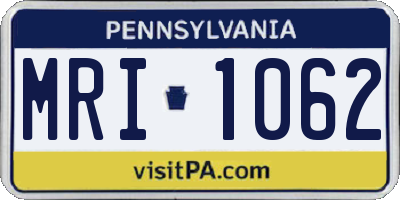 PA license plate MRI1062