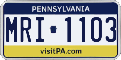 PA license plate MRI1103