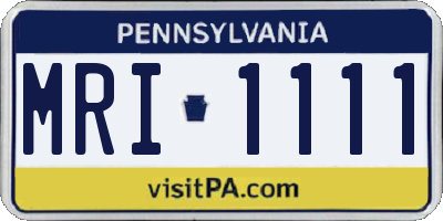 PA license plate MRI1111