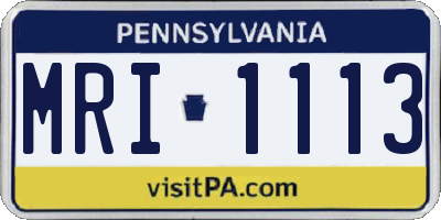 PA license plate MRI1113