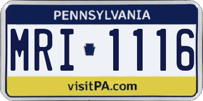 PA license plate MRI1116