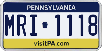 PA license plate MRI1118