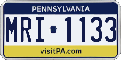 PA license plate MRI1133