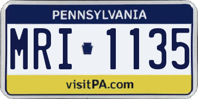 PA license plate MRI1135