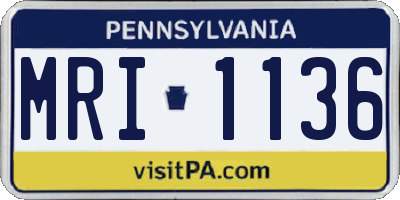 PA license plate MRI1136