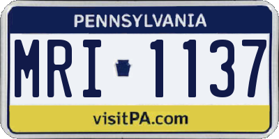 PA license plate MRI1137