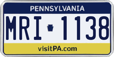 PA license plate MRI1138
