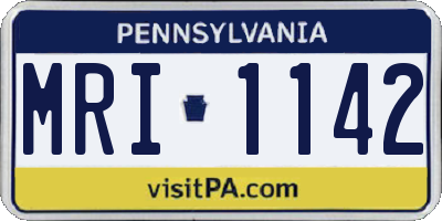 PA license plate MRI1142