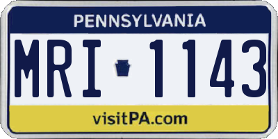 PA license plate MRI1143