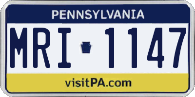 PA license plate MRI1147