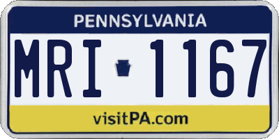 PA license plate MRI1167