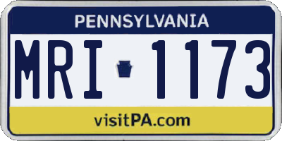 PA license plate MRI1173