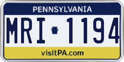 PA license plate MRI1194