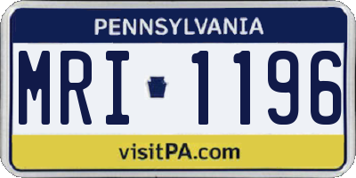 PA license plate MRI1196