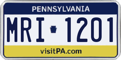 PA license plate MRI1201