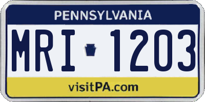 PA license plate MRI1203