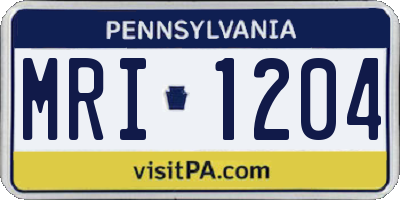 PA license plate MRI1204