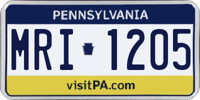 PA license plate MRI1205