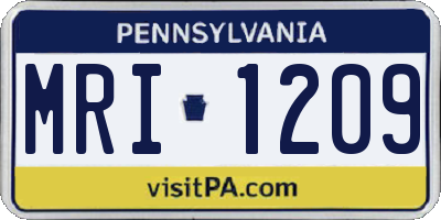 PA license plate MRI1209