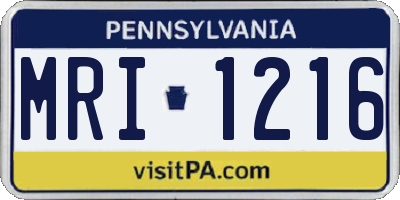 PA license plate MRI1216