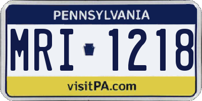 PA license plate MRI1218