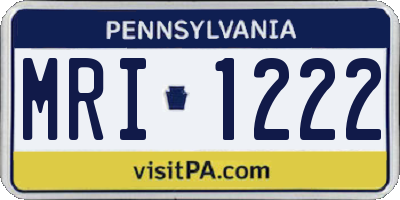 PA license plate MRI1222