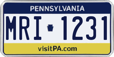 PA license plate MRI1231