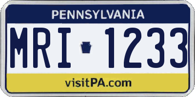 PA license plate MRI1233