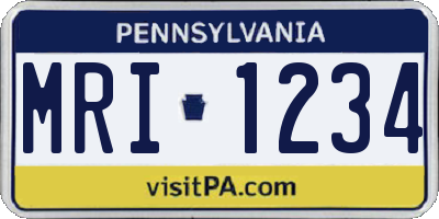 PA license plate MRI1234