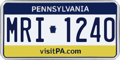 PA license plate MRI1240
