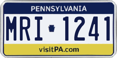PA license plate MRI1241