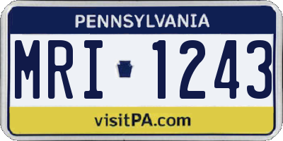 PA license plate MRI1243