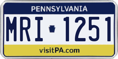 PA license plate MRI1251