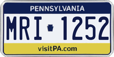 PA license plate MRI1252