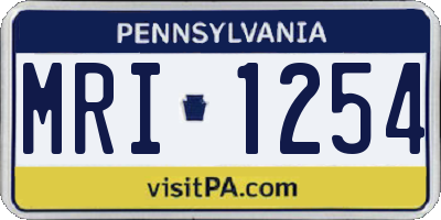 PA license plate MRI1254