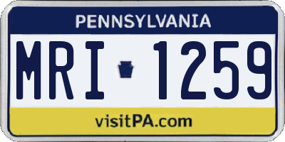 PA license plate MRI1259