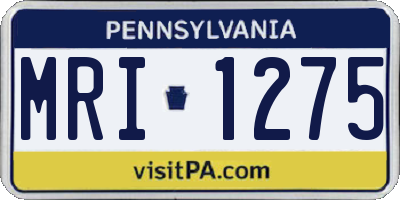 PA license plate MRI1275