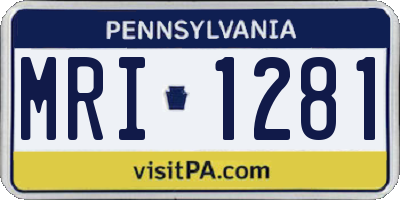 PA license plate MRI1281