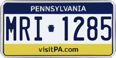 PA license plate MRI1285