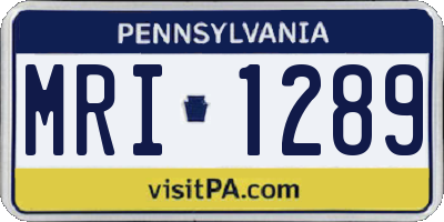 PA license plate MRI1289