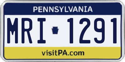 PA license plate MRI1291