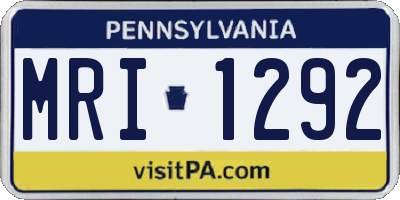 PA license plate MRI1292