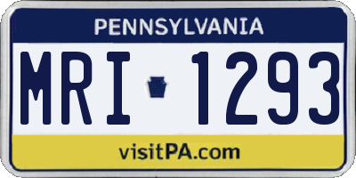 PA license plate MRI1293
