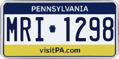 PA license plate MRI1298