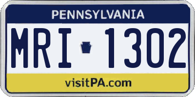 PA license plate MRI1302