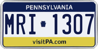PA license plate MRI1307
