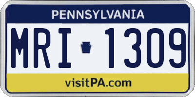 PA license plate MRI1309
