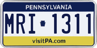 PA license plate MRI1311